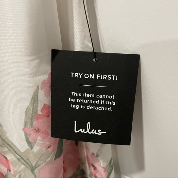 New Lulus Garden Wanderings White Floral Mini Dress, Size Medium - Picture 5 of 11